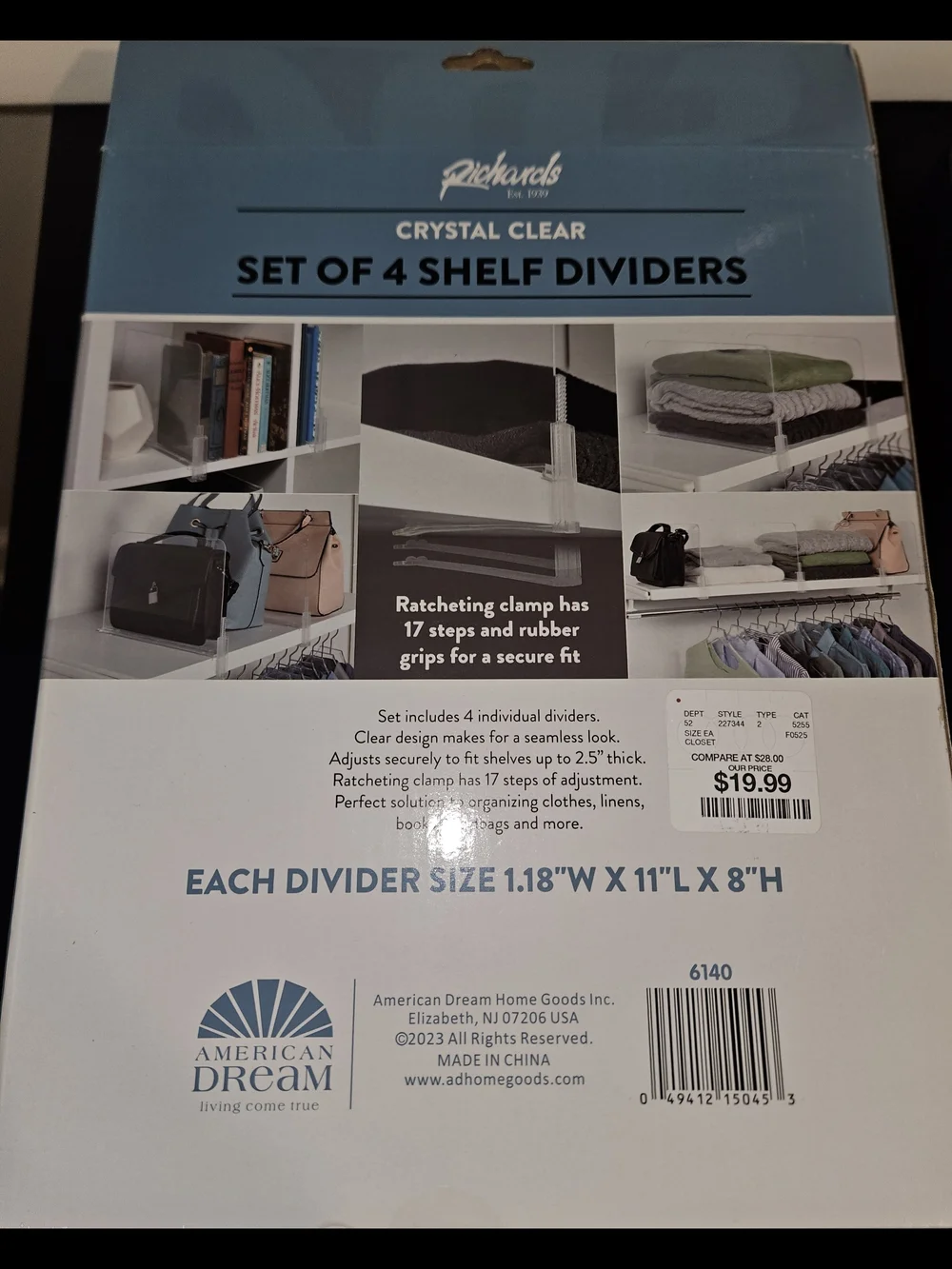 Richards transparent shelf